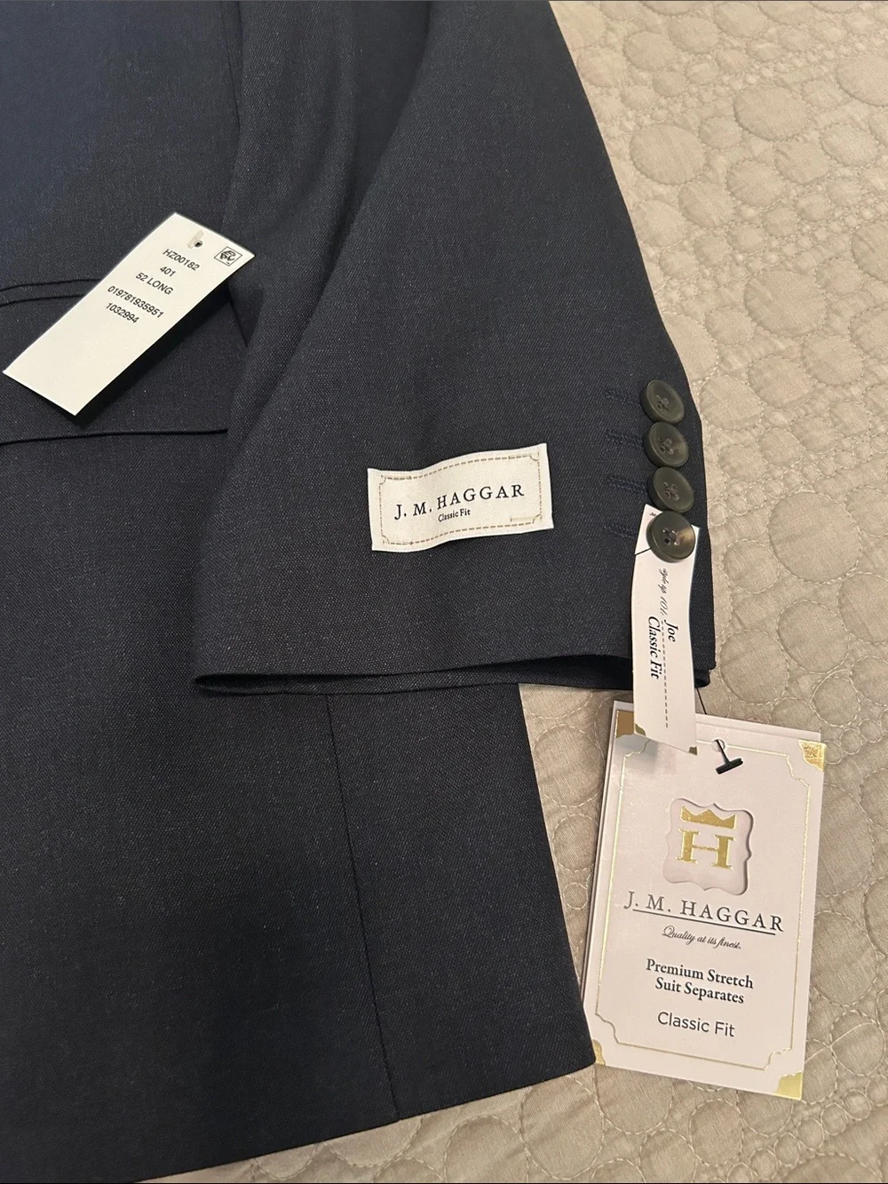 J.M. Haggar Premium Stretch Classic Fit Suit Jacket 52L Navy NWT